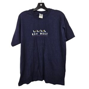 Vintage Florida Key West T-Shirt Women's LG Navy Blue Embroidered Florida Cotton